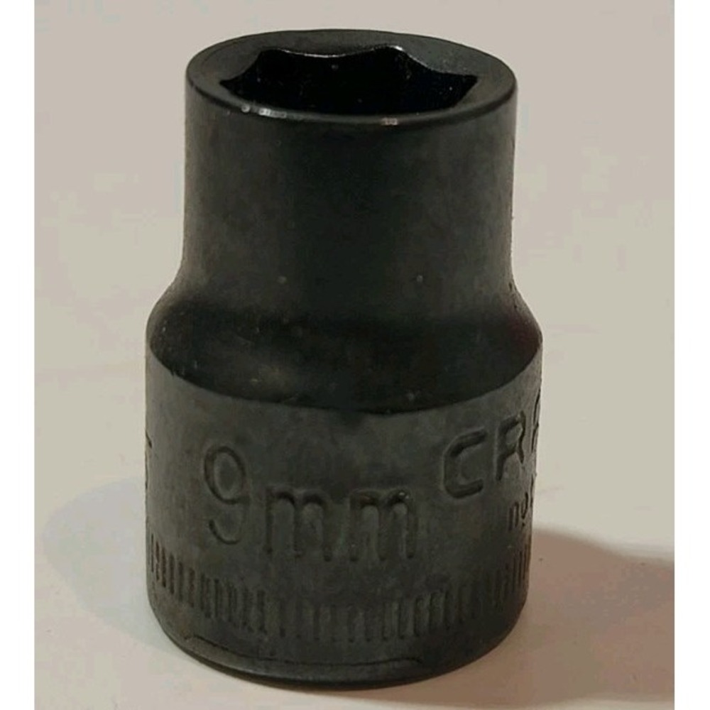 Vintage Black Chrome Craftsman 9mm 6PT 3/8" Drive Shallow Socket S-AD #44543
